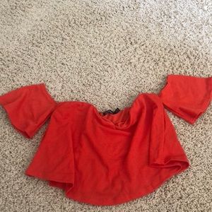 Brand new Boohoo orange crop Bardot top